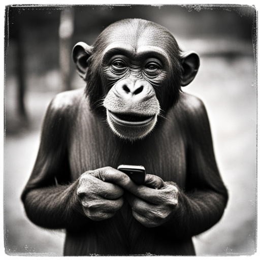 117411380 A Cheeky Monkey In The Zoo Holding A Mobile Phone Xl Beta V2 2 2